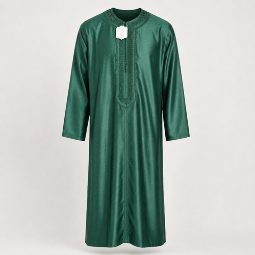 Emerald Embroidered Moroccan Thobe — House Hamlouchi